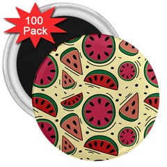 Watermelon Pattern Slices Fruit 3  Magnets (100 Pack) by Semog4