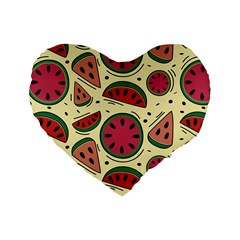 Watermelon Pattern Slices Fruit Standard 16  Premium Heart Shape Cushions by Semog4