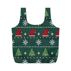 Beautiful Knitted Christmas Pattern Full Print Recycle Bag (m) by Semog4
