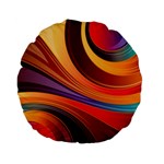 Abstract Colorful Background Wavy Standard 15  Premium Flano Round Cushions Back
