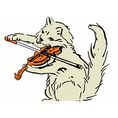 Cat Playing The Violin Art Two Sides Premium Plush Fleece Blanket (extra Small) by oldshool