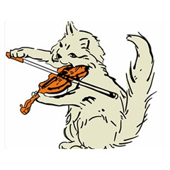 Cat Playing The Violin Art Two Sides Premium Plush Fleece Blanket (medium) by oldshool