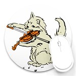 Cat Playing The Violin Art Round Mousepad Front