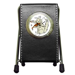 Cat Playing The Violin Art Pen Holder Desk Clock by oldshool