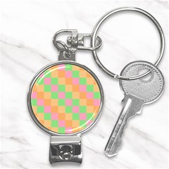 Checkerboard-pastel-squares Nail Clippers Key Chain by Semog4