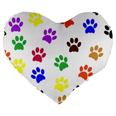 Pawprints-paw-prints-paw-animal Large 19  Premium Heart Shape Cushions by Semog4
