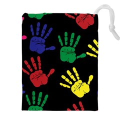 Handprints-hand-print-colourful Drawstring Pouch (5xl) by Semog4