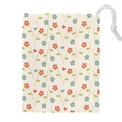 Floral-pattern-wallpaper-retro Drawstring Pouch (5xl) by Semog4