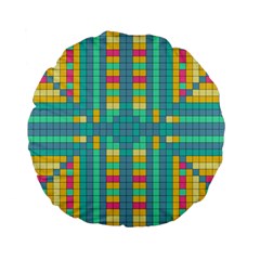 Checkerboard-squares-abstract- Standard 15  Premium Flano Round Cushions by Semog4