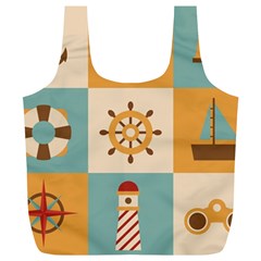 Nautical Elements Collection Full Print Recycle Bag (xl) by Semog4