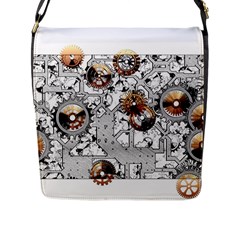 Gears Movement Machine Flap Closure Messenger Bag (l) by Semog4