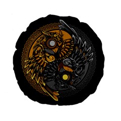 Yin Yang Owl Doodle Ornament Illustration Standard 15  Premium Flano Round Cushions by Semog4