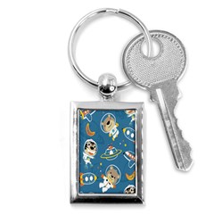 Seamless Pattern Funny Astronaut Outer Space Transportation Key Chain (rectangle) by Semog4