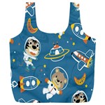 Seamless Pattern Funny Astronaut Outer Space Transportation Full Print Recycle Bag (XXXL) Back