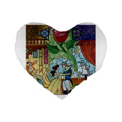 Stained Glass Rose Flower Standard 16  Premium Flano Heart Shape Cushions by Salman4z