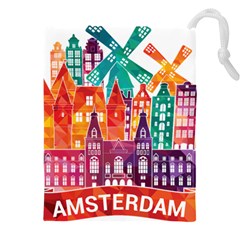 Vector Graphics Amsterdam Silhouette Drawstring Pouch (5xl) by Salman4z