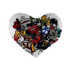 Mural Graffiti Paint Standard 16  Premium Heart Shape Cushions by Salman4z