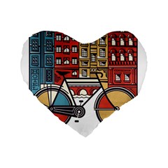 Amsterdam Graphic Design Poster Illustration Standard 16  Premium Flano Heart Shape Cushions by Salman4z