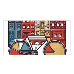 Amsterdam Graphic Design Poster Illustration Satin Shawl 45  X 80  by Salman4z