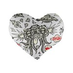 Drawing Clip Art Hand Painted Abstract Creative Space Squid Radio Standard 16  Premium Flano Heart Shape Cushions Front