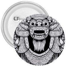 Balinese Art Barong Drawing Bali White Background People 3  Buttons by Salman4z