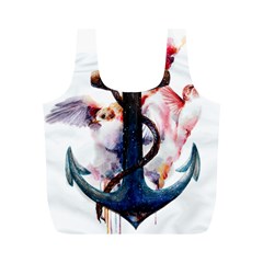 Anchor Watercolor Painting Tattoo Art Anchors And Birds Full Print Recycle Bag (m) by Salman4z