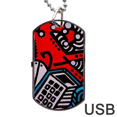 Multicolored Doodle Art Street Art Dog Tag Usb Flash (one Side) by Salman4z