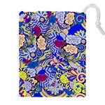 Blue Yellow Background Pattern Vector Texture Paisley Drawstring Pouch (5XL) Front