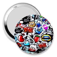 Graffiti Art Cartoon Comic 3  Handbag Mirrors by Salman4z