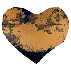 Waves Aesthetic Ocean Retro Sea Vintage Large 19  Premium Heart Shape Cushions by Salman4z