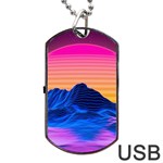 Sun Ultra Artistic 3d Illustration Sunset Dog Tag USB Flash (One Side) Front