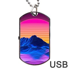 Sun Ultra Artistic 3d Illustration Sunset Dog Tag Usb Flash (two Sides) by Salman4z