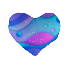Colorful Blue Purple Wave Standard 16  Premium Flano Heart Shape Cushions by Salman4z