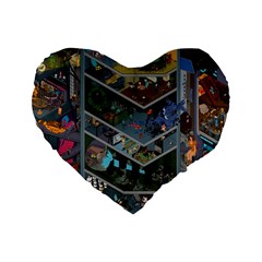 Fictional Character Cartoons Standard 16  Premium Heart Shape Cushions by Salman4z