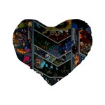 Fictional Character Cartoons Standard 16  Premium Heart Shape Cushions Back
