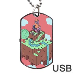 Minimal Digital Cityscape Dog Tag Usb Flash (one Side) by Salman4z