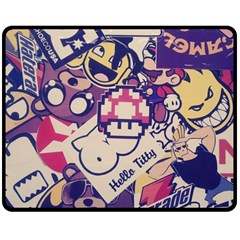 Retro Cartoon Hello Titty Parody Two Sides Fleece Blanket (medium) by Salman4z