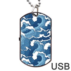 Waves Aesthetics Illustration Japanese Dog Tag Usb Flash (one Side) by Salman4z