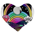 Rainbow Fun Cute Minimal Doodle Drawing Art Large 19  Premium Flano Heart Shape Cushions Front