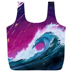 Tsunami Waves Ocean Sea Nautical Nature Water Unique Full Print Recycle Bag (xxl) by Jancukart