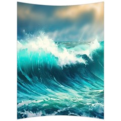 Waves Ocean Sea Tsunami Nautical Blue Back Support Cushion by Jancukart