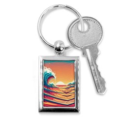 Waves Ocean Sea Tsunami Nautical 6 Key Chain (rectangle) by Jancukart