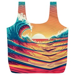 Waves Ocean Sea Tsunami Nautical 6 Full Print Recycle Bag (xl) by Jancukart