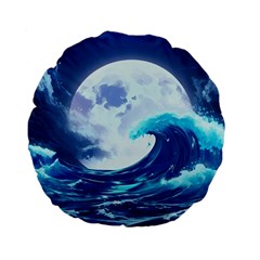 Waves Ocean Sea Tsunami Nautical 7 Standard 15  Premium Flano Round Cushions by Jancukart