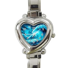 Waves Ocean Sea Tsunami Nautical 3 Heart Italian Charm Watch by Jancukart