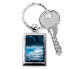 Thunderstorm Storm Tsunami Waves Ocean Sea Key Chain (rectangle) by Jancukart