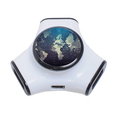Vintage World Map Illustration Artwork Water Drop Digital Art Arts 3-port Usb Hub by Sudheng