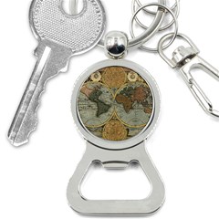 Vintage World Map Bottle Opener Key Chain by Sudheng