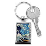 Starry Night Hokusai Van Gogh The Great Wave Off Kanagawa Key Chain (Rectangle) Front