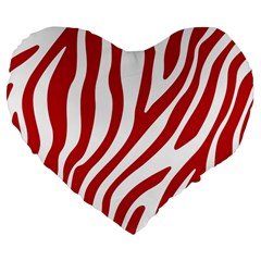 Red Zebra Vibes Animal Print  Large 19  Premium Heart Shape Cushions by ConteMonfrey